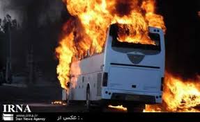 فاجعه ای دیگر: یک دستگاه اتوبوس مسافربری در اتوبان تهران-قم در آتش سوخت.